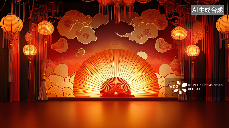 【AI数字艺术】中式春节元宵节喜庆舞台图片素材