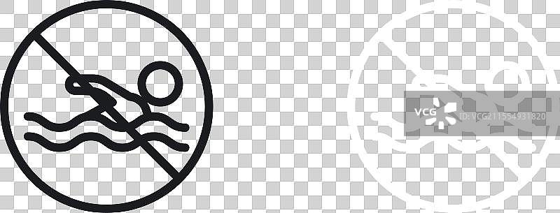 禁止游泳标志图标集，无游泳池和禁止游泳图片素材