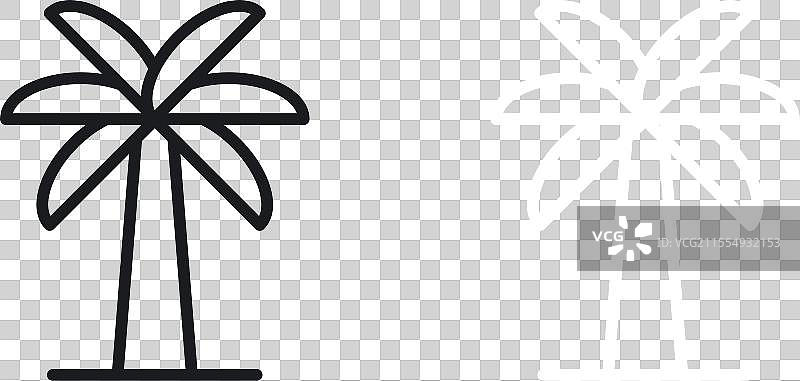 棕榈树图标集 椰子轮廓图片素材