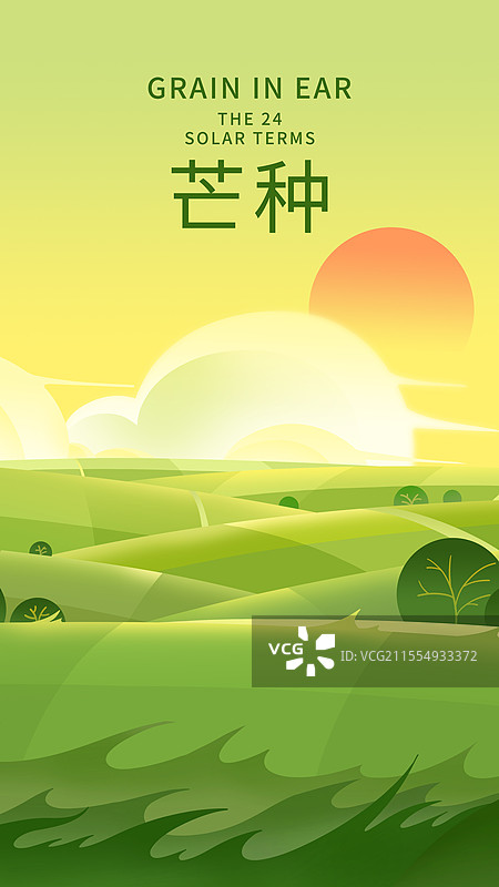 二十四节气之夏天芒种节气里田野上的晚霞图片素材