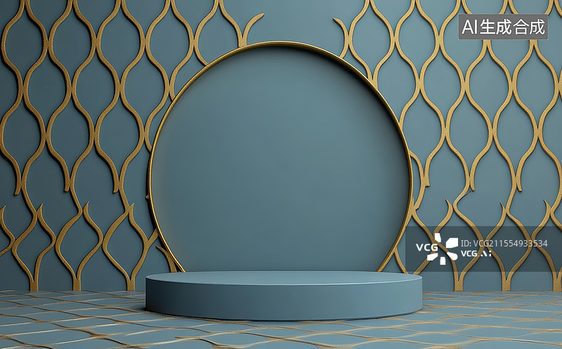 【AI数字艺术】蓝色纹理舞台展台图片素材