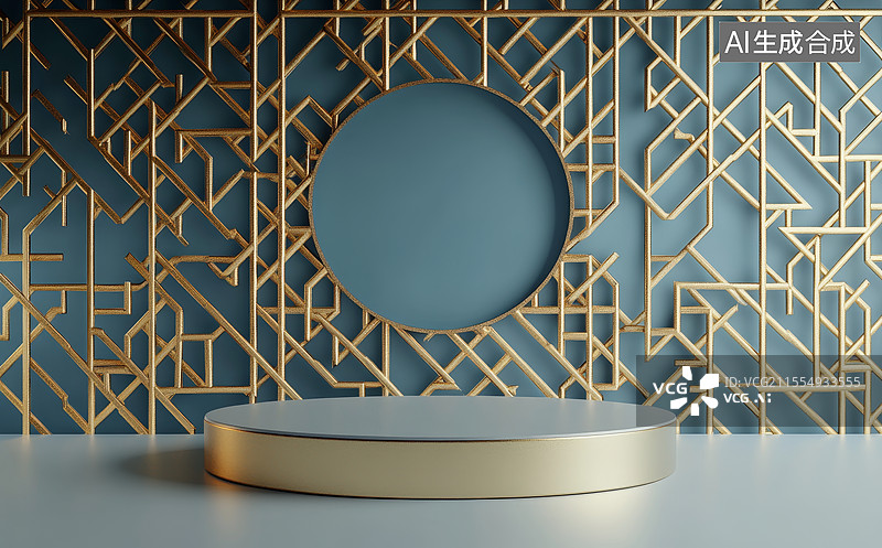 【AI数字艺术】蓝色纹理舞台展台图片素材