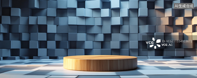 【AI数字艺术】立方体房间和产品底座图片素材