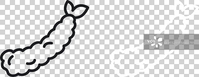 天妇罗图标集，黑色背景上的日本鱼天妇罗图片素材