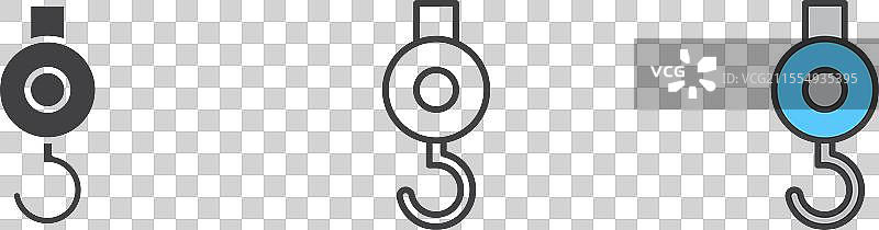 起重机施工提升的绞盘钩图标集图片素材