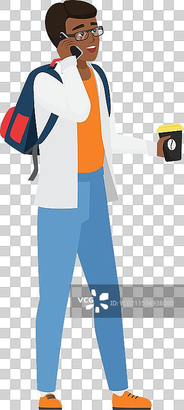 学生角色在打电话图片素材