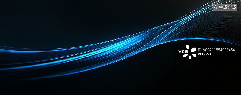 【AI数字艺术】蓝色科技光效抽象背景图片素材