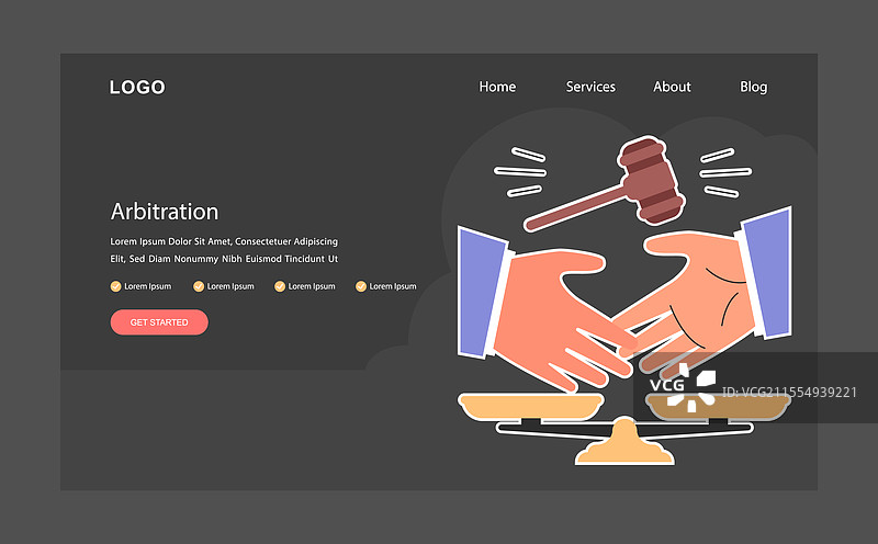 商业交易或协议仲裁网页横幅图片素材