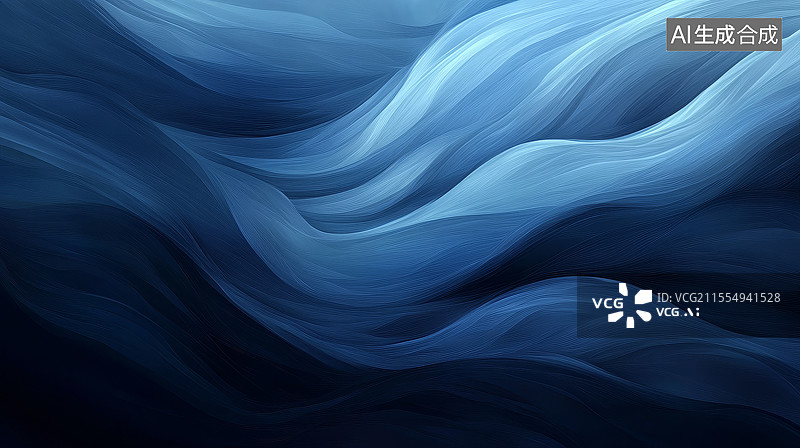 【AI数字艺术】蓝色流体抽象虚拟海浪图片素材