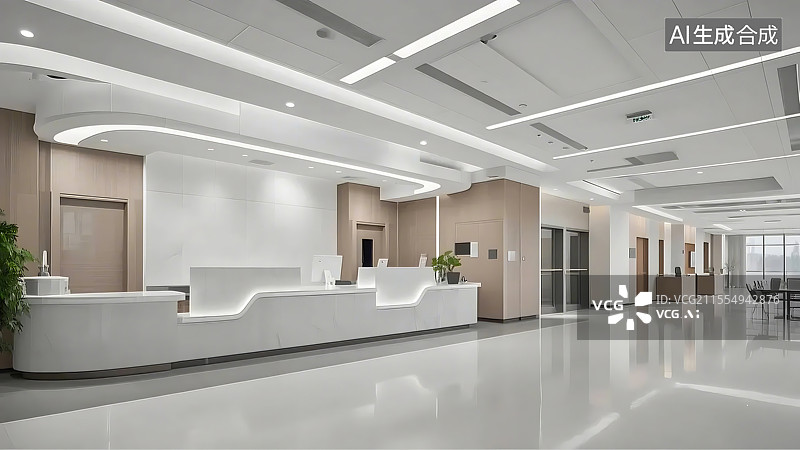 【AI数字艺术】医疗题材医院候诊室和护士站背景图图片素材