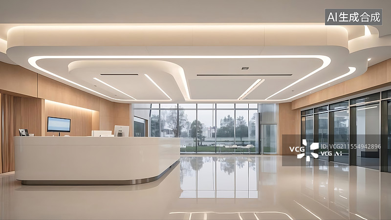 【AI数字艺术】医疗题材医院候诊室和护士站背景图图片素材