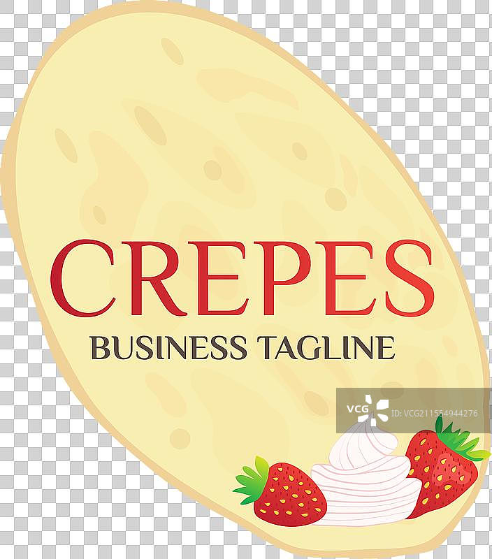 煎饼或可丽饼甜点标志，配有奶油和图片素材