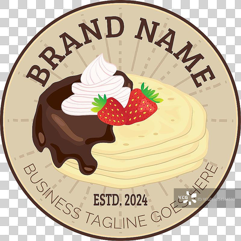 煎饼或可丽饼圆形徽章logo图片素材