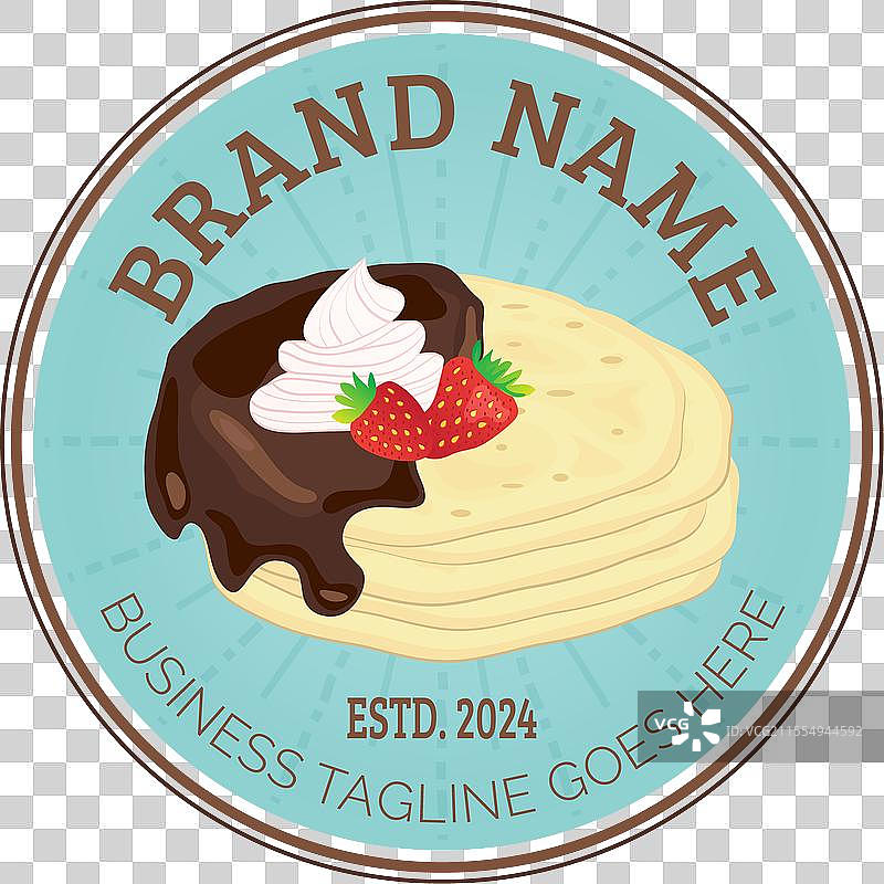 精美的煎饼或可丽饼圆形徽章logo图片素材