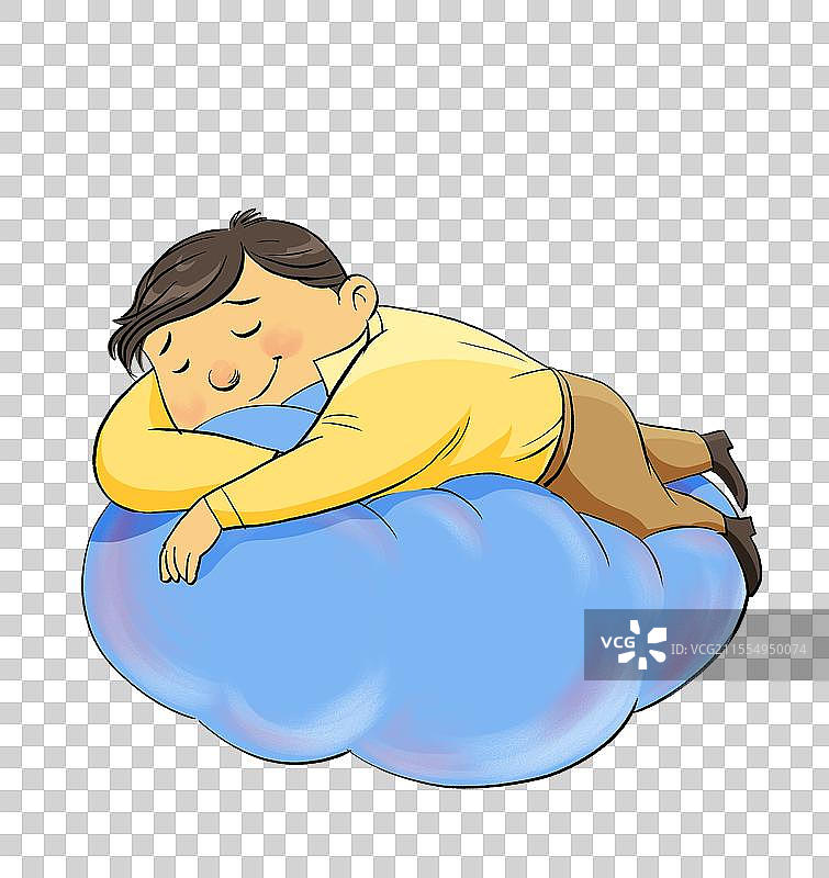 躺在云朵上睡觉的商务男性，免扣元素图片素材