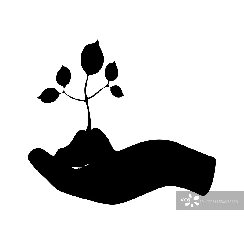 白色背景上的手握植物图标图片素材