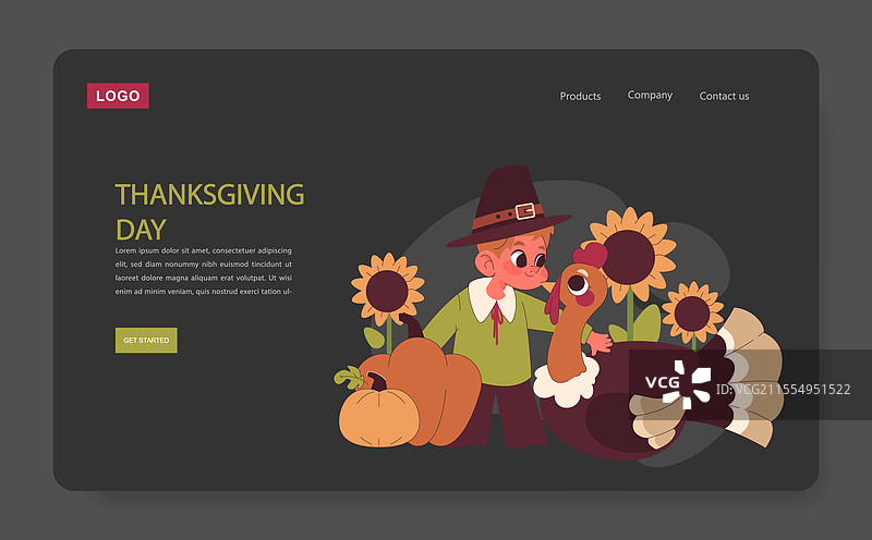 感恩节庆祝网页横幅或着陆页图片素材