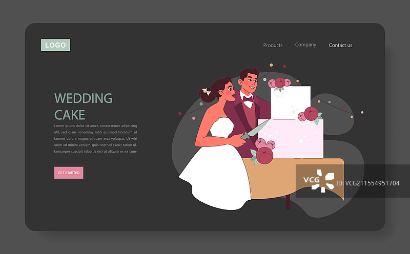 婚礼蛋糕概念平面图图片素材