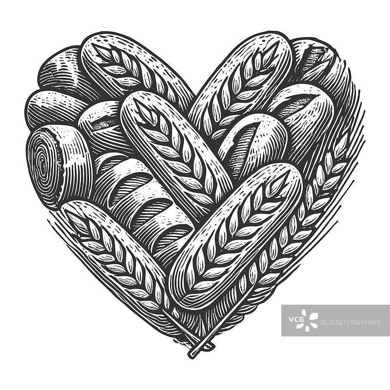 心形面包和小麦图片素材