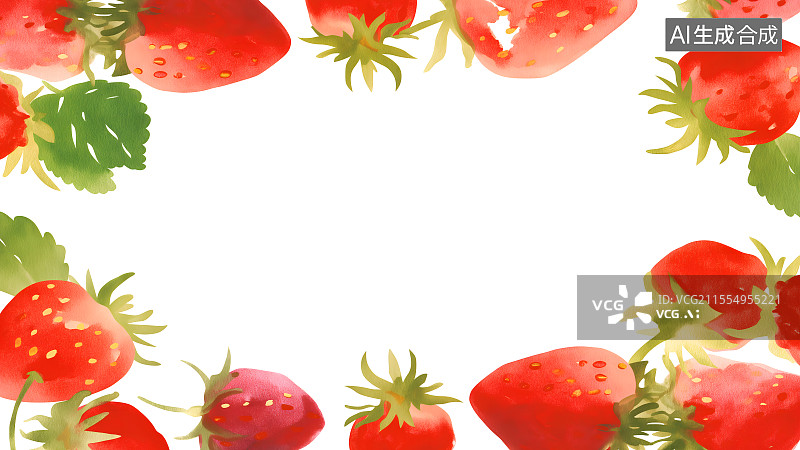 【AI数字艺术】草莓2D卡通环绕图片素材