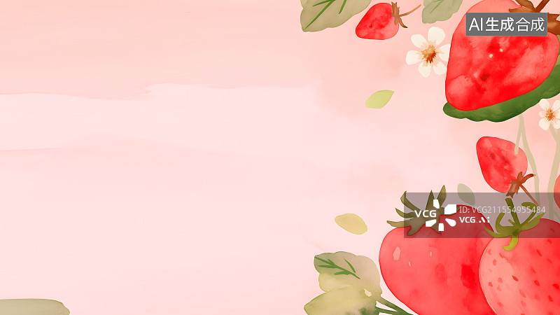 【AI数字艺术】草莓2D卡通居右图片素材