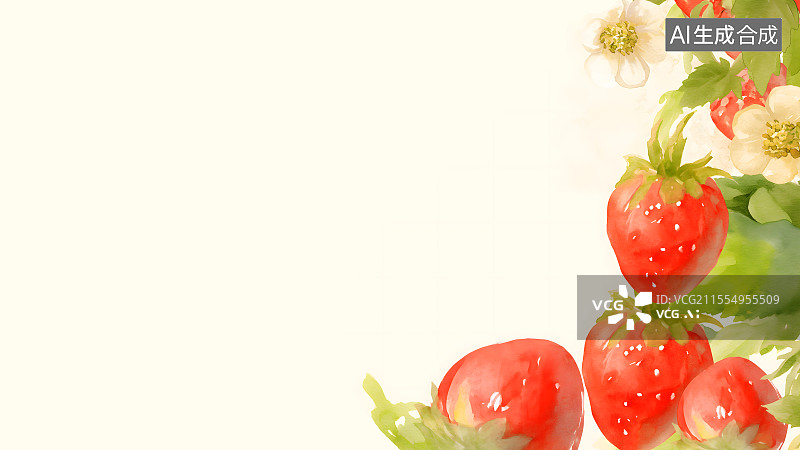 【AI数字艺术】草莓2D卡通居右图片素材