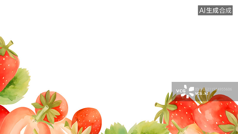 【AI数字艺术】草莓2D卡通居下图片素材