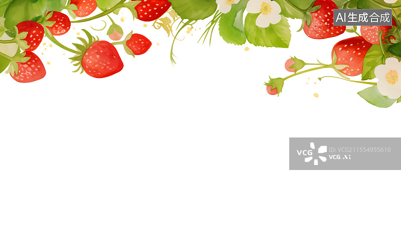 【AI数字艺术】草莓2D卡通居上图片素材