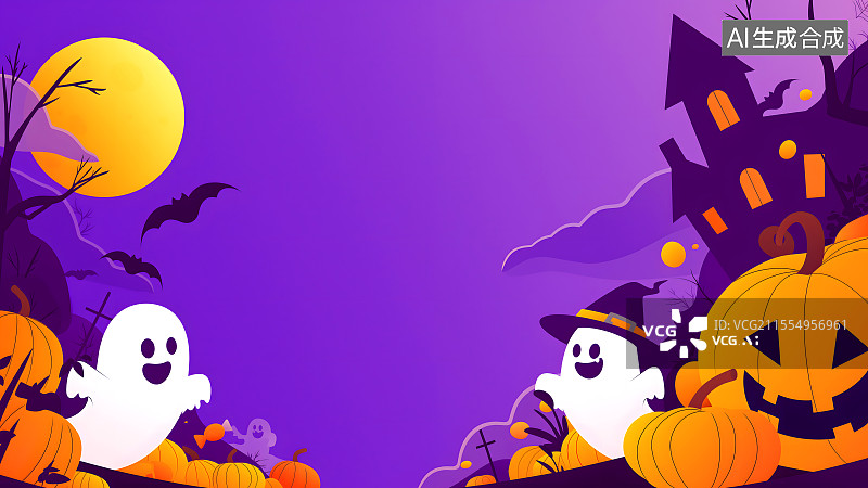 【AI数字艺术】万圣节2D卡通两侧图片素材