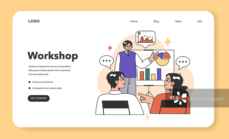培训研讨会网页横幅或着陆页图片素材