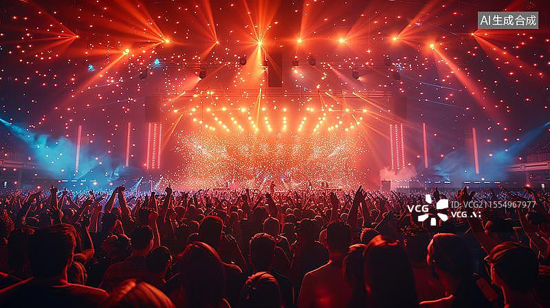 【AI数字艺术】演出现场的狂欢之夜  万人演唱会的激情瞬间图片素材