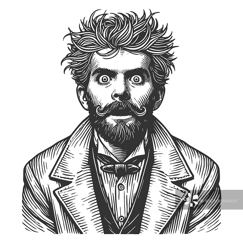 疯狂科学家与蓬乱的头发图片素材