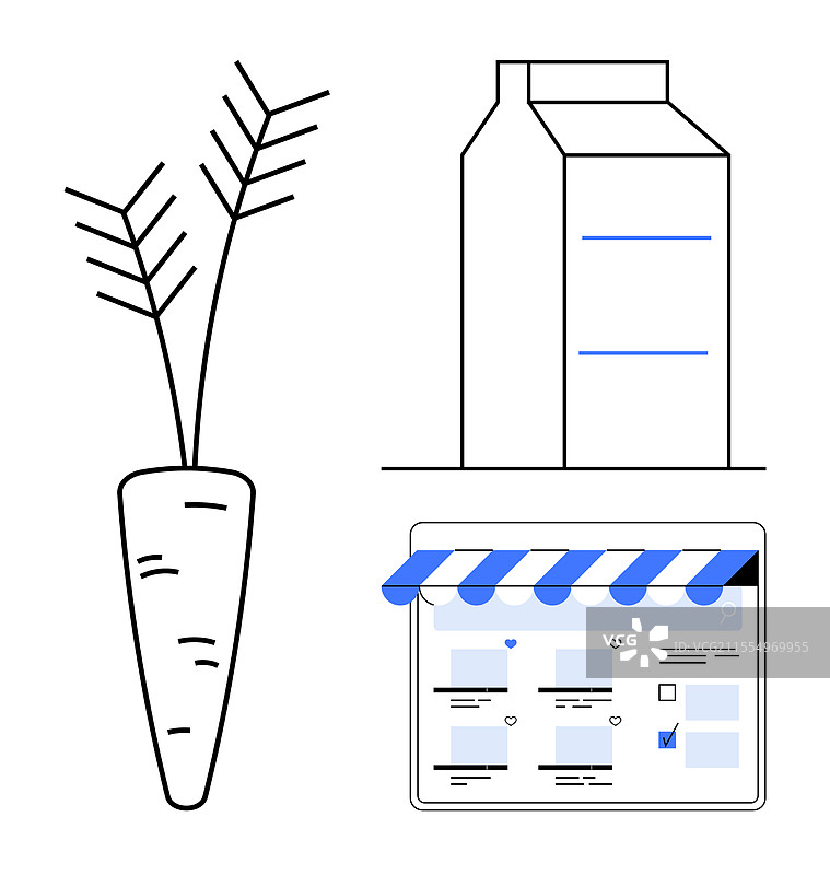 在线杂货购物，配有新鲜农产品和图片素材