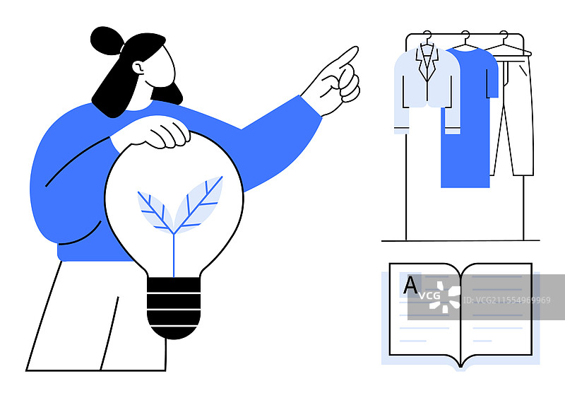一个人手持环保灯泡并指向图片素材