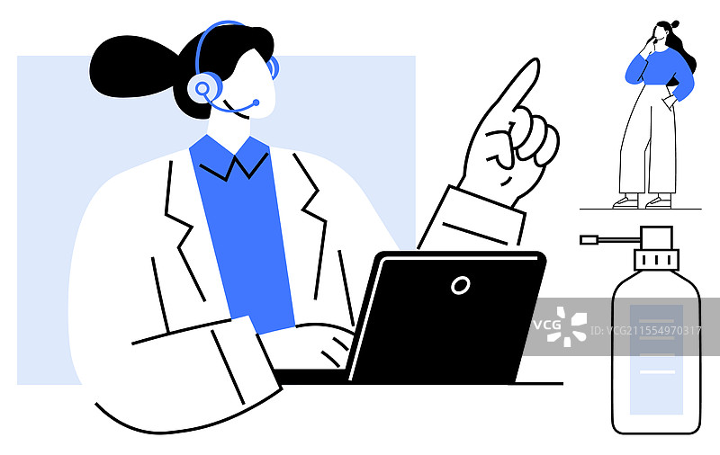 使用耳机的客户支持专业人员图片素材