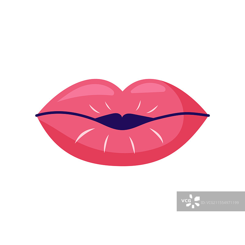手绘情人节元素：亲吻的嘴唇图片素材