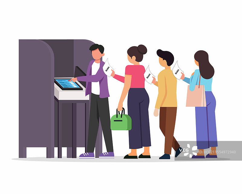 投票站前排队等候投票的人们图片素材