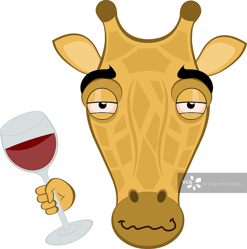 喝醉的长颈鹿拿着酒杯图片素材