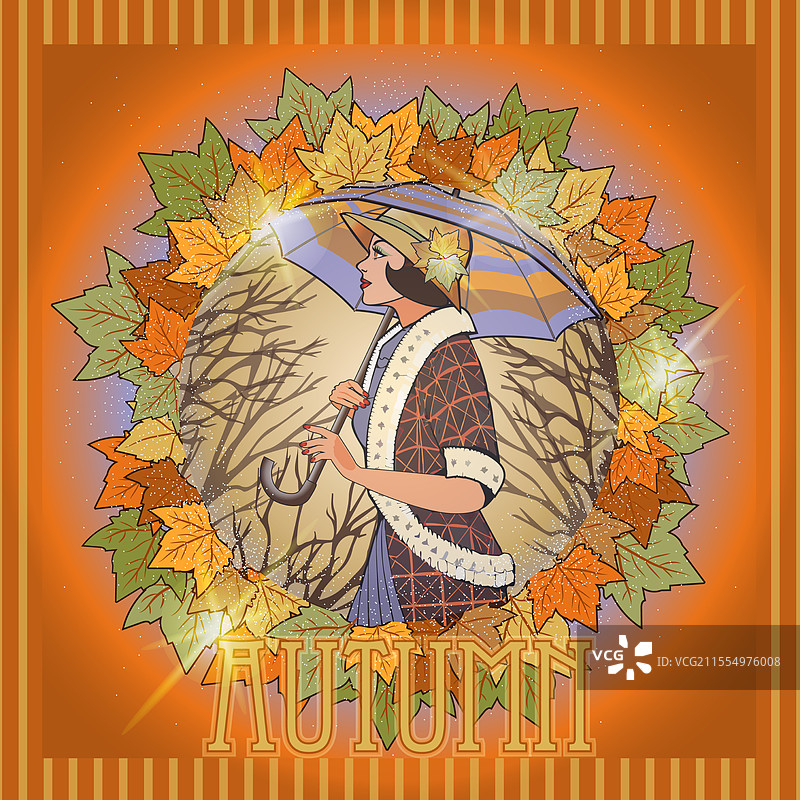 秋季时尚女性艺术装饰插图图片素材