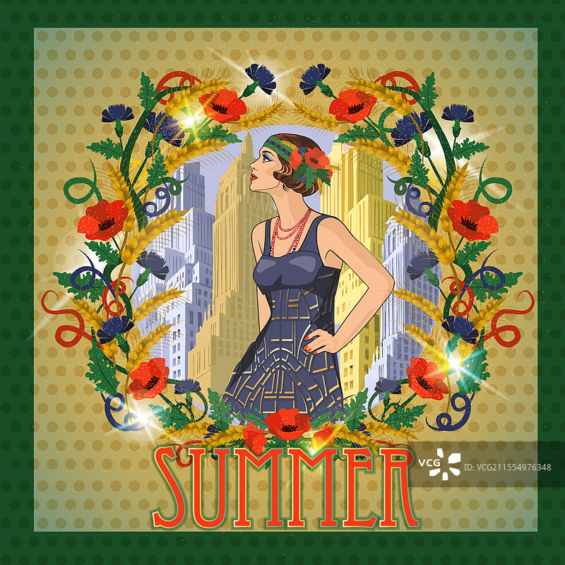夏季时尚女性艺术装饰插图图片素材