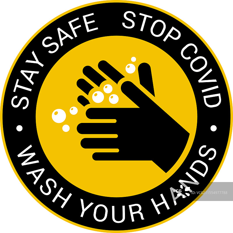 洗手，保持安全，阻止新冠病毒的圆形标志图片素材