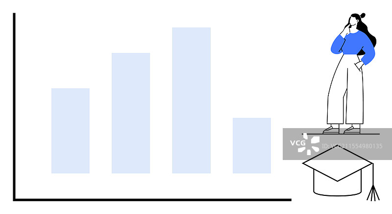 毕业生概念的商业增长柱状图图片素材