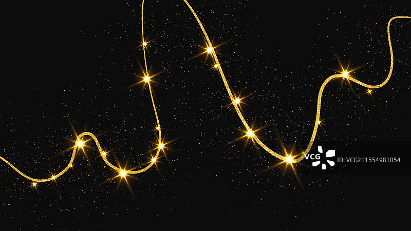 金色闪闪的彩纸屑波浪和星尘图片素材