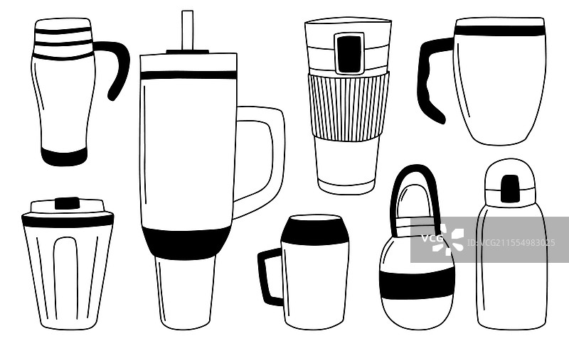 保温杯涂鸦套装图片素材