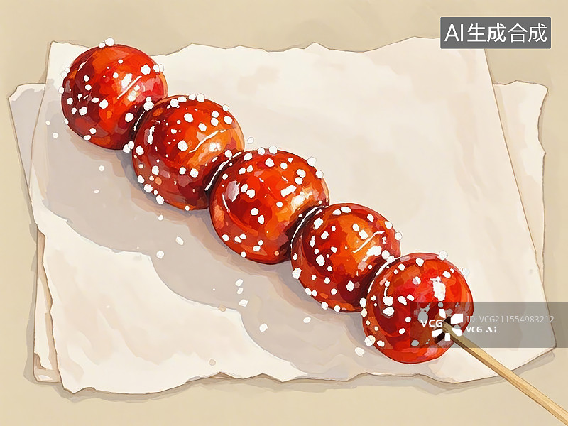 【AI数字艺术】冰糖葫芦，手绘画风格图片素材