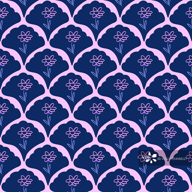 蜡笔画的花卉无缝图案图片素材