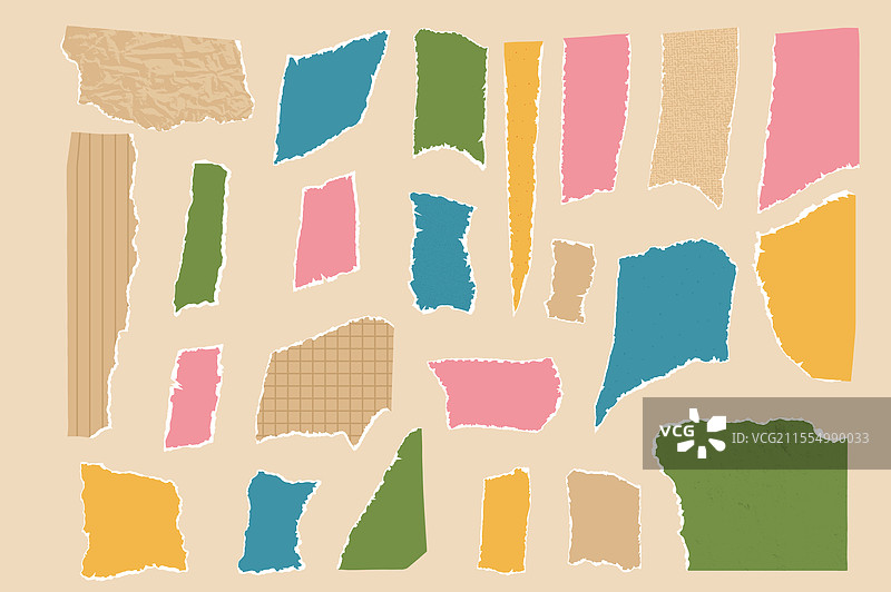 一组撕边纸张撕纸片包装图片素材