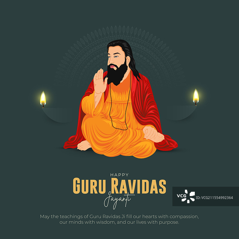 快乐的古鲁拉维达斯诞辰祝福卡片图片素材