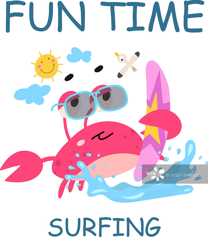 积极的海洋动物螃蟹印花设计图片素材