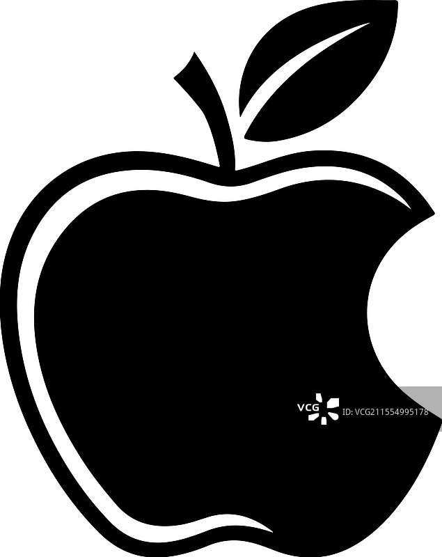 坐着的苹果剪影风格图片素材